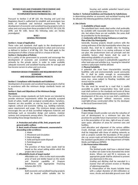 Revised Rules and Standards for Economic and .